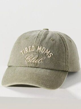 ANTHROPOLOGIE 'Tired Moms Club' Olive Baseball Cap - NWT $42 MSRP